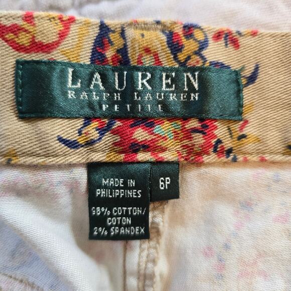 Lauren Ralph Lauren Pants Women's 6P Tan Red Floral Preppy Old Money Classic - Picture 5 of 9